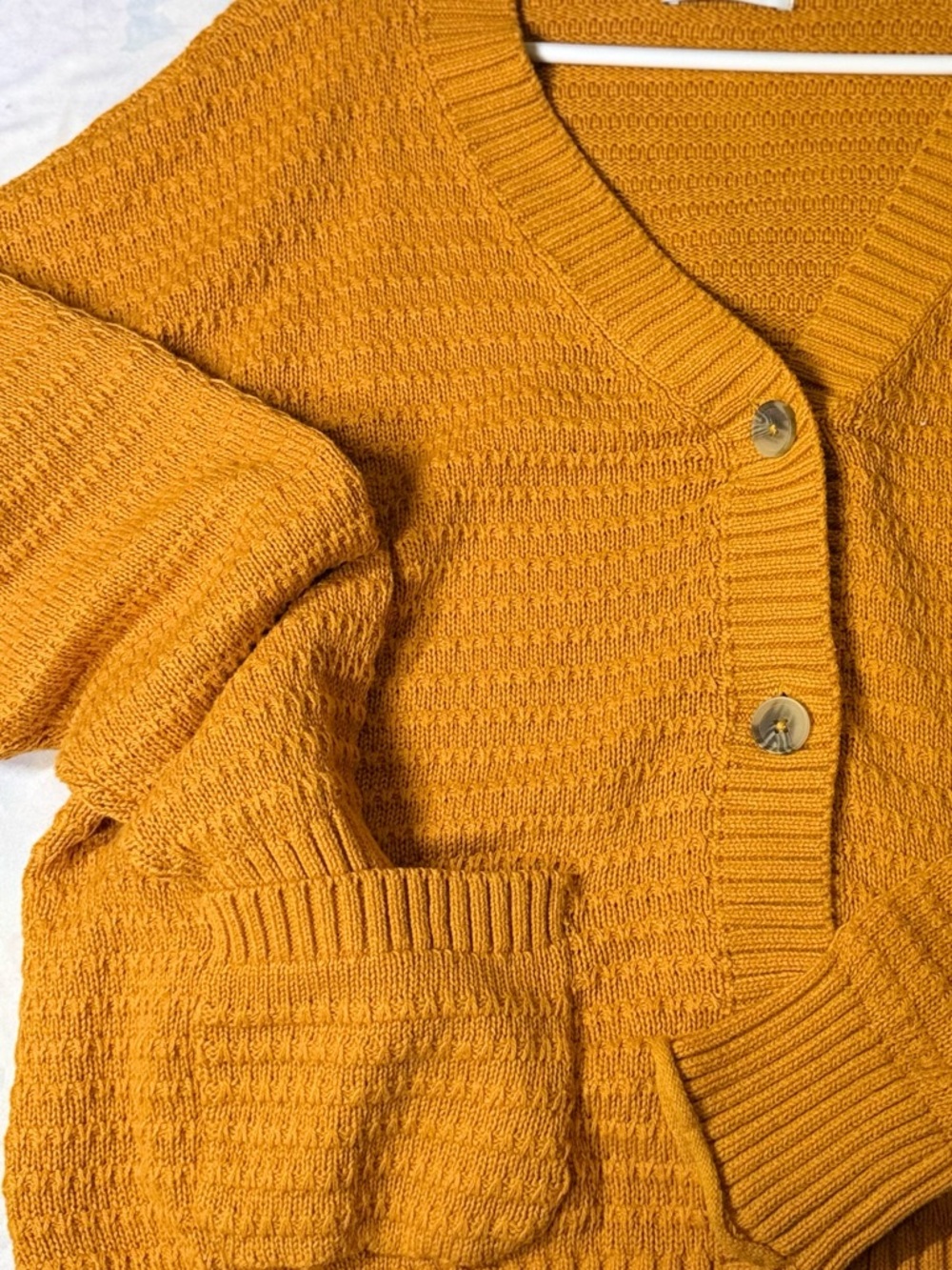 Sonoma Mustard Orange Button-Front Knit Cardigan